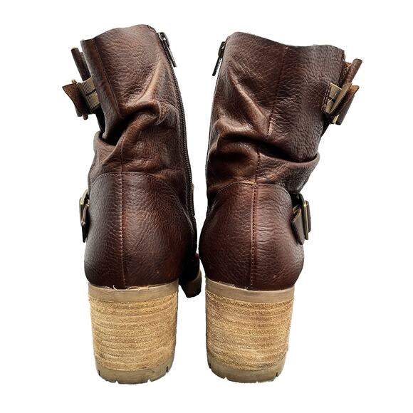 Korks Amund Brown Leather Slouch Ankle Bootie Combat Moto Bojo Style Size 11 - Picture 5 of 11